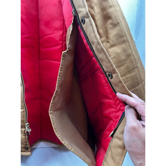 Vtg Walls Blizzard-Pruf Quilted Barn Coat Mens L Brown Corduroy Collar Workwear - Picture 13 of 16